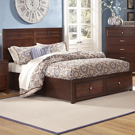 Queen Low-Profile Bed with Storage Footboard